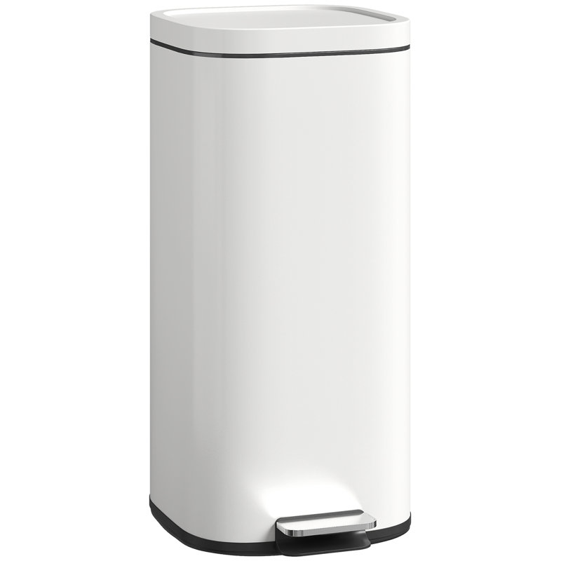 Metal, Plastic Step On Kitchen Trash Can - 30L, Cream