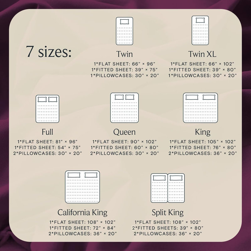 Luxclub 3 PC Eggplant Twin Silky Soft Cooling Extra Deep Pocket Performance Sheet Set, Twin Sheet Set with 1 Pillowcase