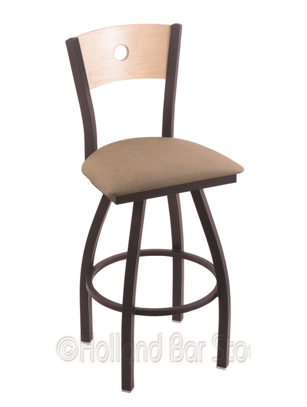 Tabouret de bar pivotant de 36" Lareau, Ride noire, Allante Beechwood, Chêne Naturel