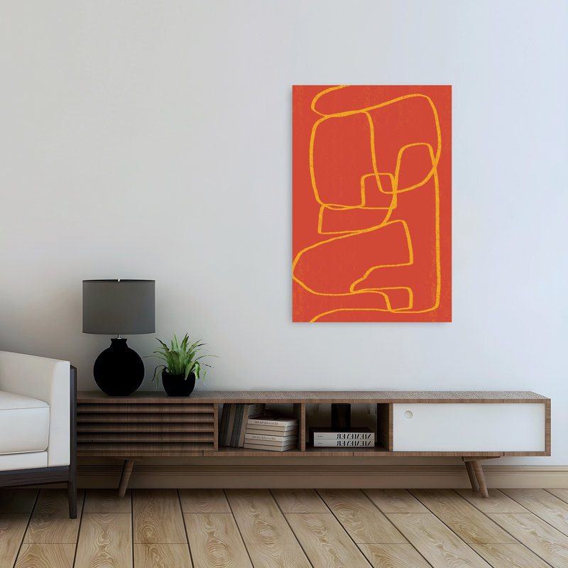 «Warm Abstract Lines», impression abstraite et audacieuse d'art mural contemporain, H 48 po x l 32 po