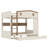Queen over Queen Bunk Bed with Trundle, Storage Shelves & Hooks – Solid Wood Bunk Bed, No Box Spring, Beige/Natural-565725324-565725325