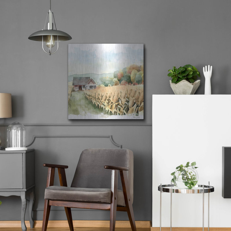  «Countryside Autumn Barn 2» par Nicole DeCamp, art mural en métal, 24 po x 24 po, H 24 po x l 24 po