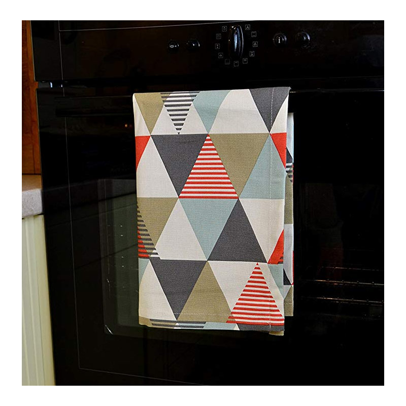 Amelia Cotton Jacquard Kitchen Towel, Terracotta Orange