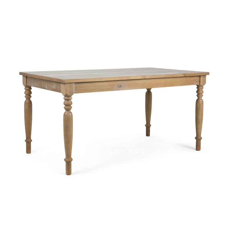 Caydn Pine Solid Wood Dining Table, Rustic Yellow