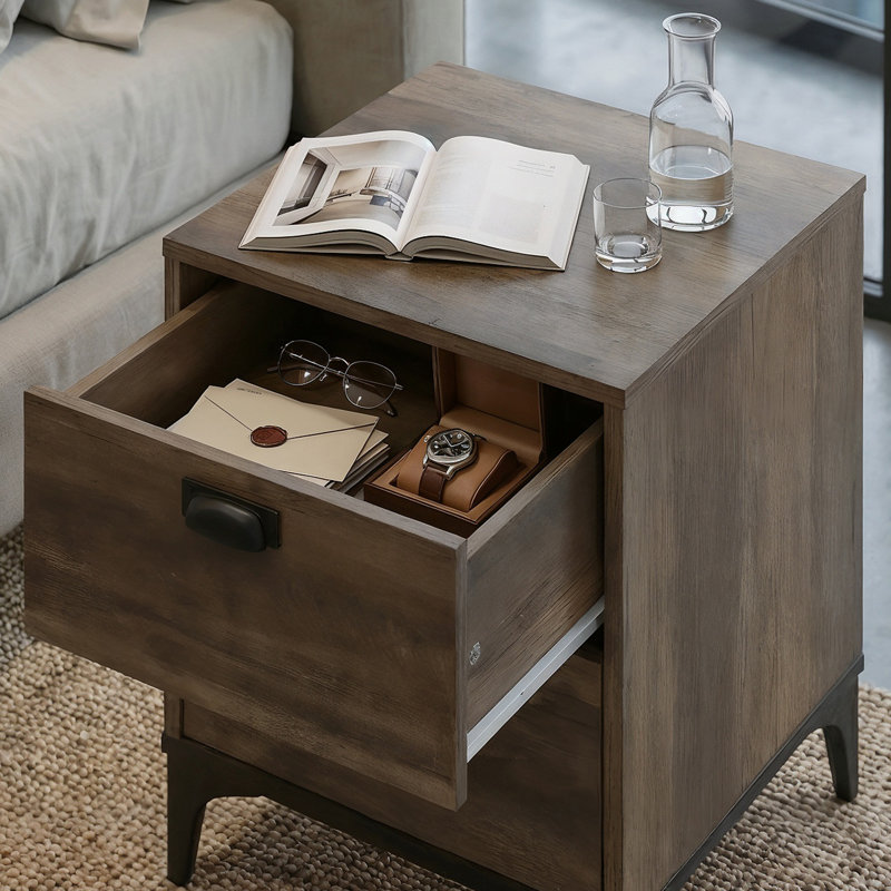 Laurence 2 Drawer Bedside Table, Knotty Oak