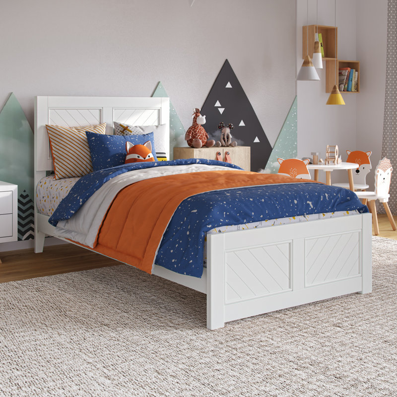 Lit plateforme en bois massif Jeinny, White, Simple