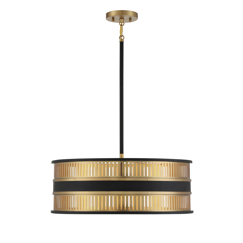 4 - Light Steel Dimmable Drum Chandelier