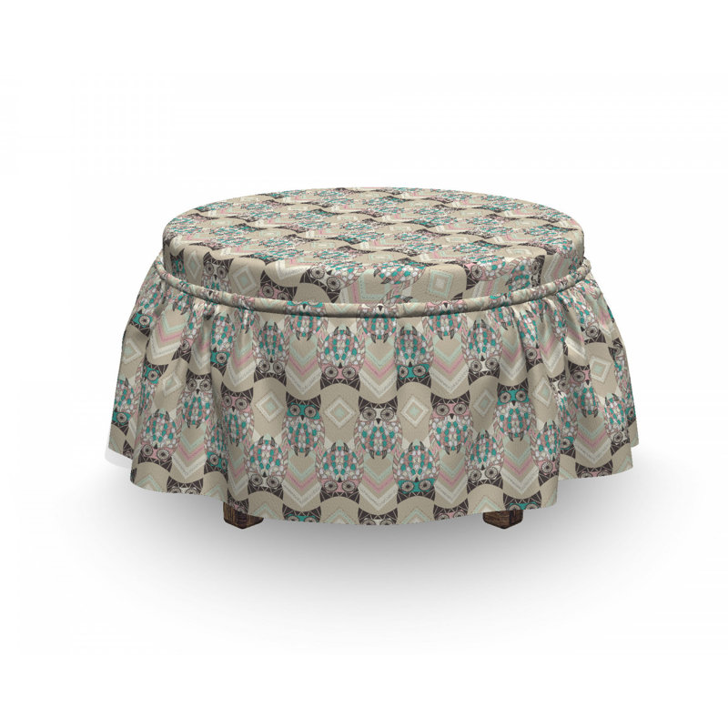 Ensemble de housse pour repose-pieds à coussin de boîte 2 pièces owls native zigzag