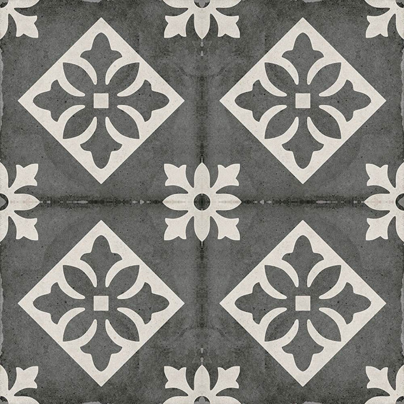 Carreau de porcelaine pour plancher et mur à motif 8 po x 8 po Seville Art, Noir Padoue