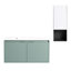 Meuble-lavabo de salle de bain 36 po avec lavabo en résine en forme de goutte et tablette latérale, blanc, compartiment de finition contemporain en contreplaqué à fermeture douce, design moderne