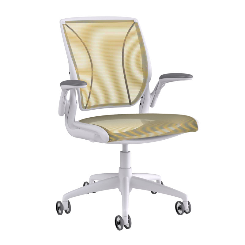 Chaise de travail World, Jaune cadmium, Blanc, Réglable