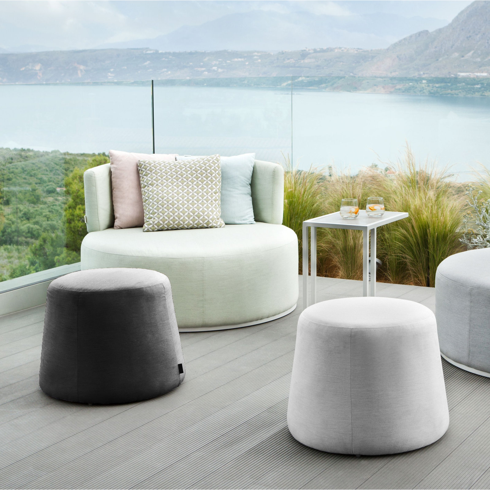 Carpio Sunbrella Ottoman, Gray