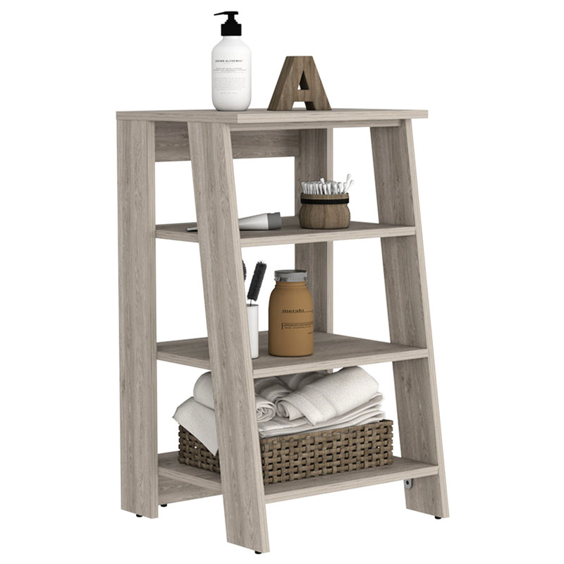 Armoire en lin gris moderne pour le rangement de la cuisine - 4 tablettes et 1 porte, article d'assemblage simple en couleur à construire
