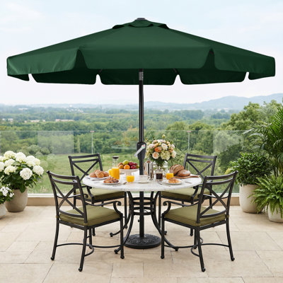 Parasol de marché Holmquist avec cantonnière festonnée, inclinaison et relevage