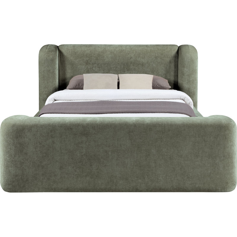Lit en tissu Modena Jadeth Chenille, Green Chenille Fabric, Grand