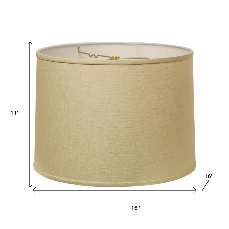 Beige Linen Drum Lamp Shade, 11" H x 16" W x 16" D