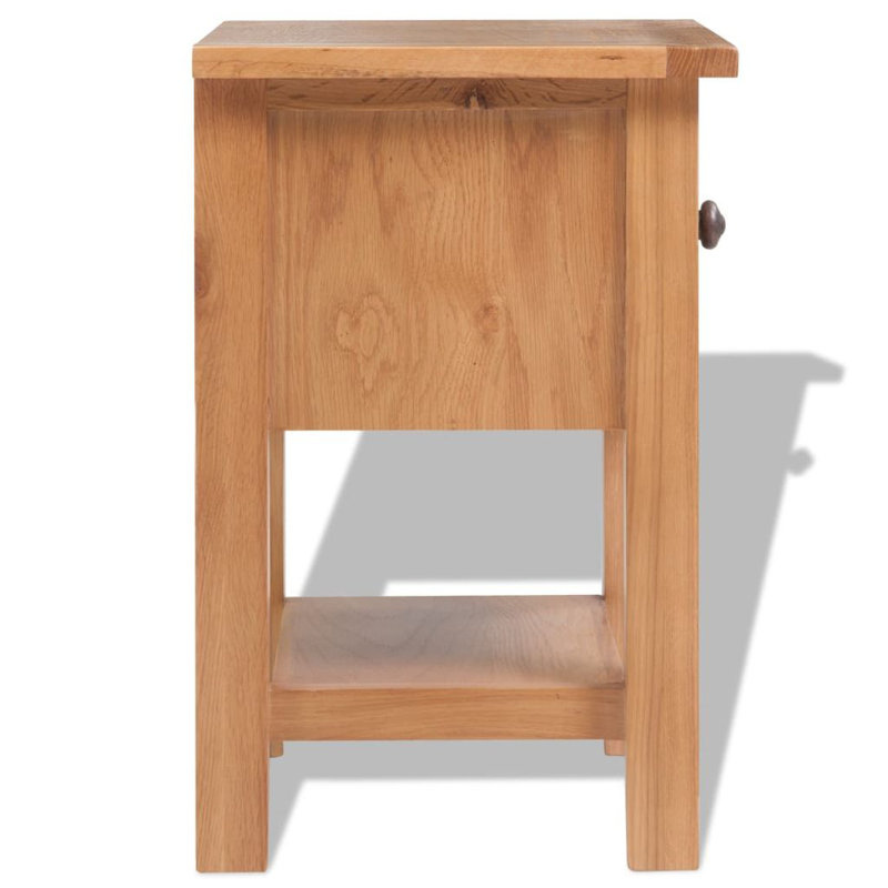 Nightstand Solid Oak Wood Brown, 18.5" H x 14.2" W x 11.8" D