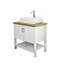 Meuble-lavabo 32 po avec lavabo, meuble-lavabo simple avec portes et tablette ouverte, petit meuble-lavabo en bois massif avec lavabo, blanc + naturel
