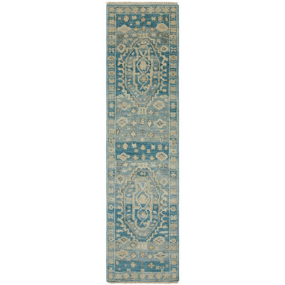 Giuliano Azure Medallion Hand-Knotted Wool Area Rug