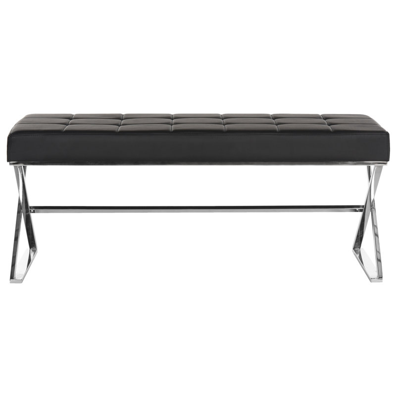Banc rembourré en similicuir Boldberg, Noir