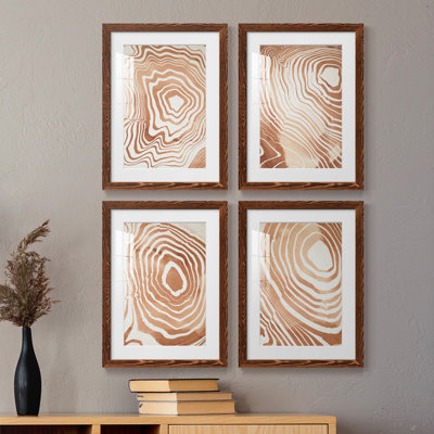 «Wood Grain Suminagashi I», ensemble de 4 reproductions de cadres photo