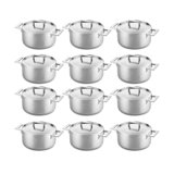 Attiva Peltro Casserole with Lid 7.87" - 12 Pieces - Pewter