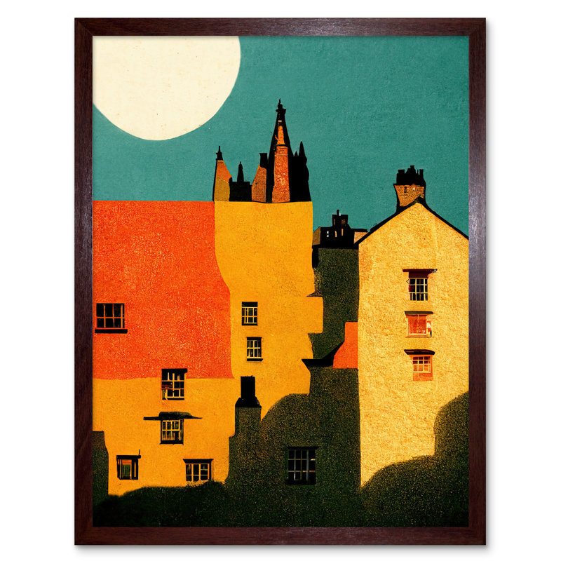 Paper Cut Dean Village Edinburgh - Print, 43cm H x 33cm W, Brown Framed Paper