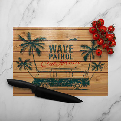 California Wave Patrol Glass Chopping Board