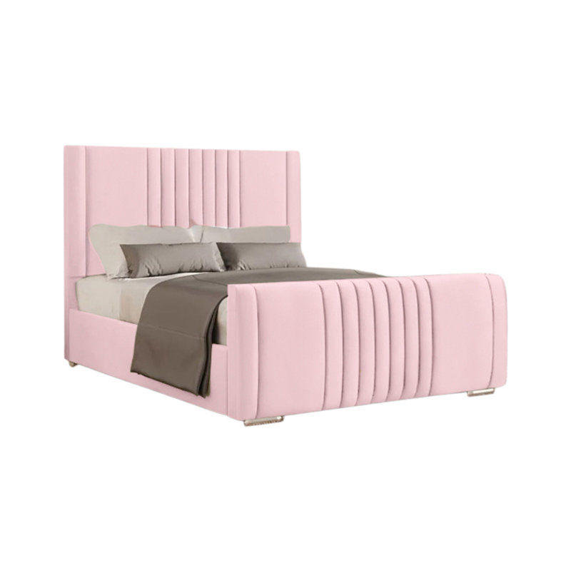 Ganador Upholstered Bed, Pink, Double (4'6)