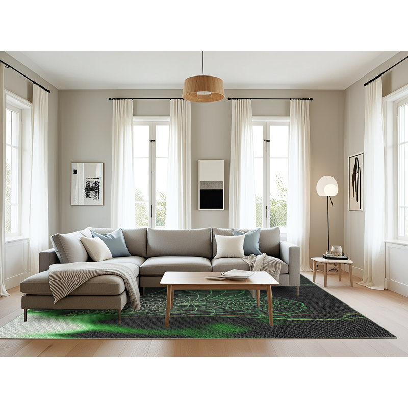 Tapis de zone verte à motif, Rectangle 8 pi x 12 pi