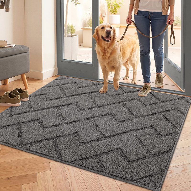 Dirt Trapper Non Slip Backing Washable Door Mat, 40*32, grey