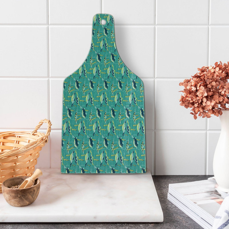 Ambesonne Turtle Tempered Glass Cutting Board Ocean and Colourful Animals Multicolor
