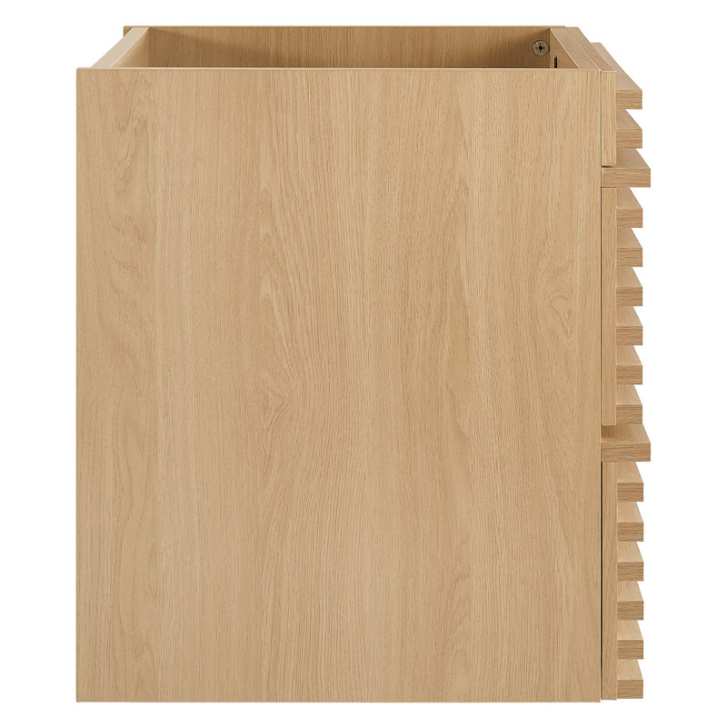 Oak 24" Wall-Mount Single Bathroom Vanity with Slatted Design