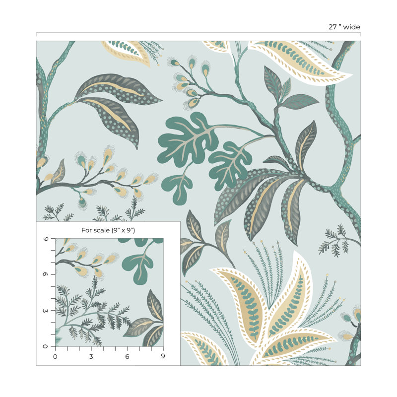 Rouleau de fleurs Addiston, Bleu sarcelle / gris / brun clair