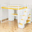 Lit mezzanine double pour lit double avec bureau, peu encombrant, bois, table et garde-robe avec DEL, contemporain, chambre d'enfant-695842622