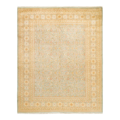 Tapis unique noué à la main Pompey de 8 pi x 9 pi 10 po beige