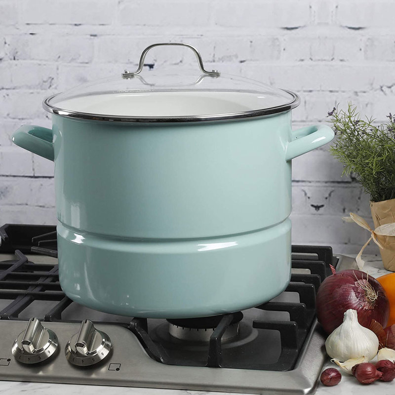 Kenmore Broadway Stainless Steel 16 Quart Steamer Stock Pot With Insert And Lid