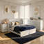 Ensemble de chambre à coucher moderne blanc - lit de rangement pliant complet, commode à 12 tiroirs et table de chevet avec pieds en métal