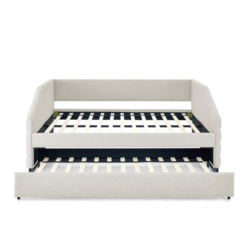 Marchese Linen Upholstered Daybed, Beige, Full / Double