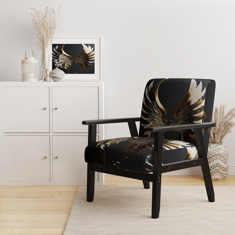 Fauteuil de 23 po de large Dabrielle, Mélange de polyester doré / noir