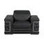  Fauteuil noir en cuir véritable avec accents argentés-577202730