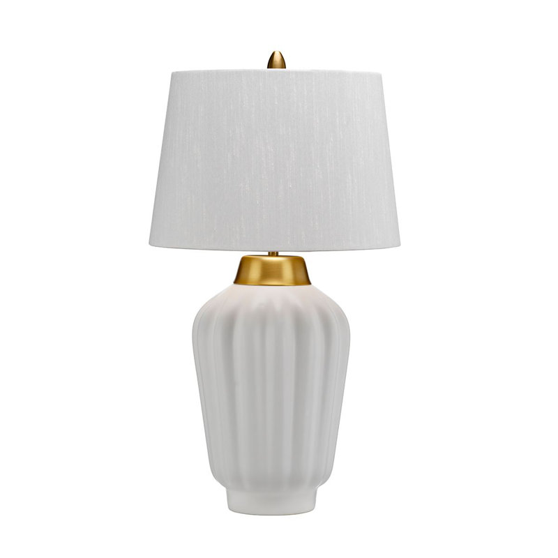 Lampe de table Bexley, Blanc satiné / laiton brossé