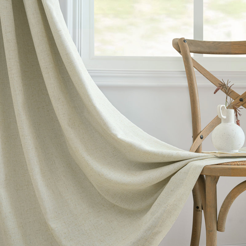 Pinch Pleat 100% Blackout Natural Linen Curtains 2 Layers Farmhouse Thermal Insulated 2 Panels, 40" W x 84" L