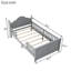 Lit simple pour lit simple, plateforme en bois gris avec tête de lit et rails pleine longueur, escalade sécuritaire à profil bas, sous le rangement-891971542
