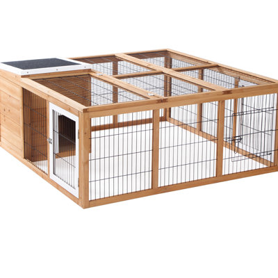 Cage à cobaye - Taille compacte, bois naturel, toit imperméable, maison imperméable facile à nettoyer, espace principal ouvert, idéal pour les propriétaires d'animaux de compagnie
