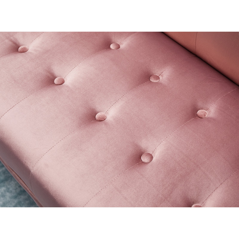 Stefaney Twin 75'' Velvet Cushioned Convertible Sofa, Pink Velvet
