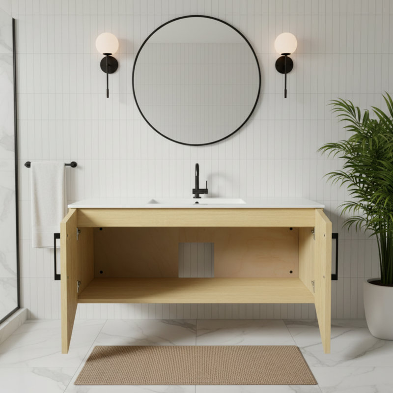 Ensemble de meuble-lavabo mural 48 po Bagoka, Lago, 48", Noir mat