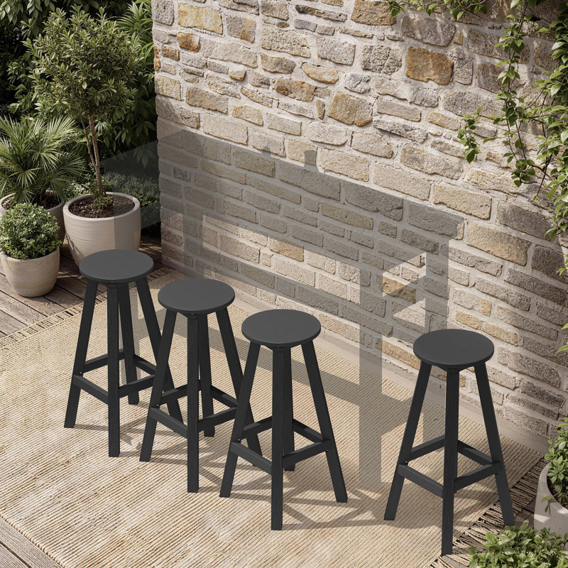 Tabourets de bar pivotants en HDPE avec repose-pieds (ensemble de 2), Noir
