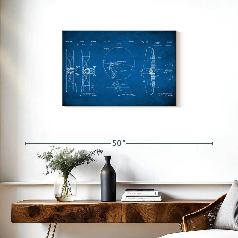 Impression de plans d'aviation, impression sur toile, H 20 po x l 30 po x P 1,25 po