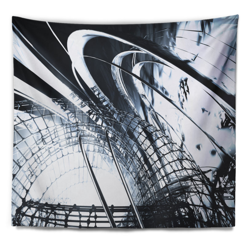 Tapisserie structurelle noire à art abstrait 3D, H 78 po x l 92 po